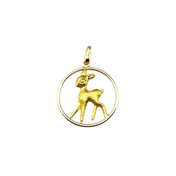 18 Karat Yellow Gold Baby Dear Pendant #23079 - Picture 6 of 9